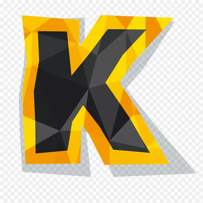 矢量褶皱晶格立体英文字母K
