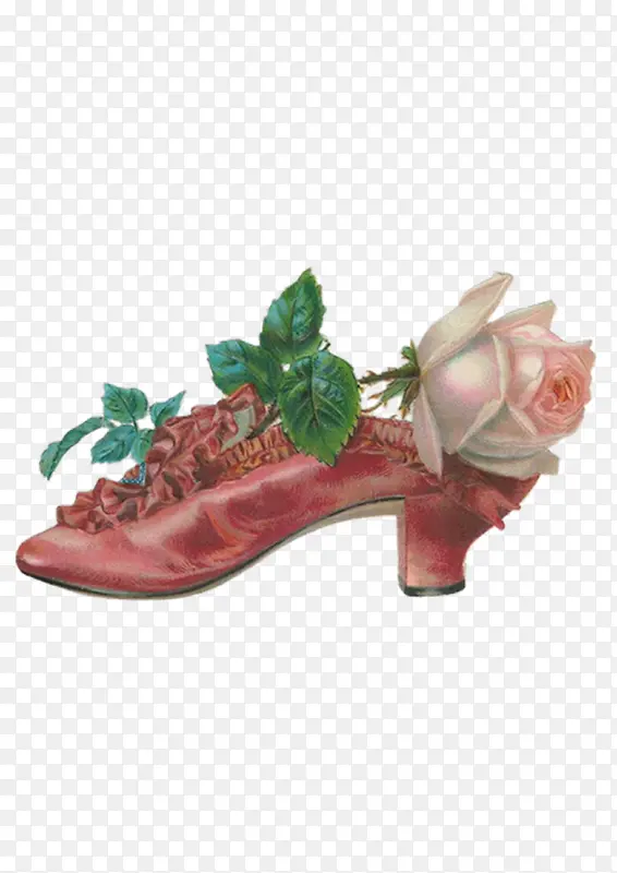 红色鞋子上的玫瑰花