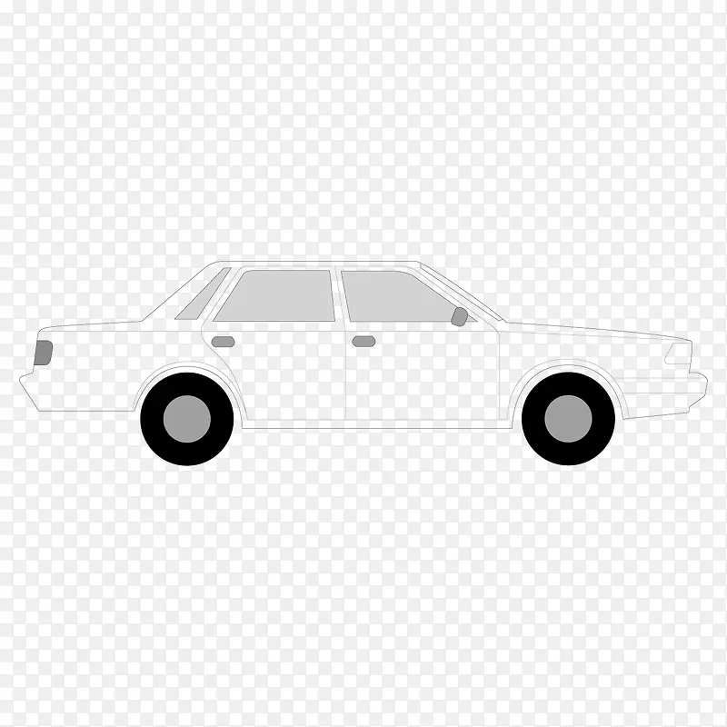 白色矢量商务小轿车