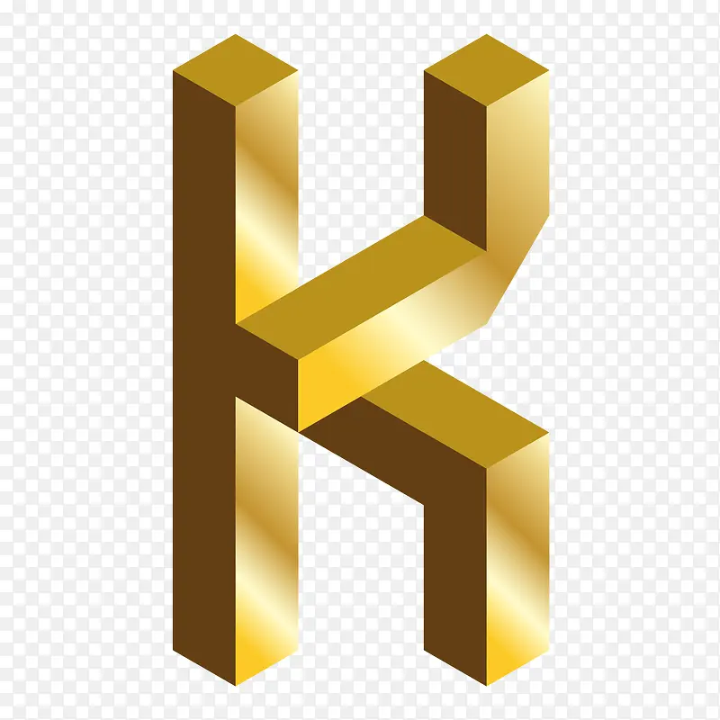 金色c4d英文字母K立体艺术字