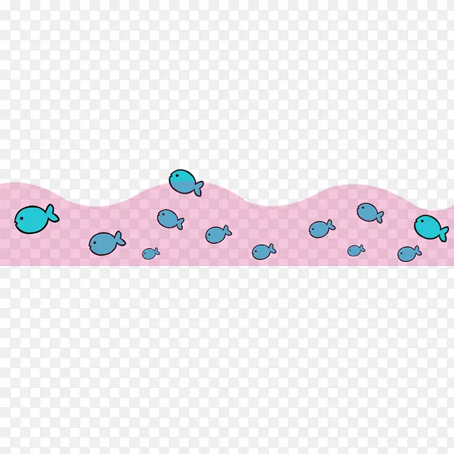 紫色卡通水流小鱼装饰图案