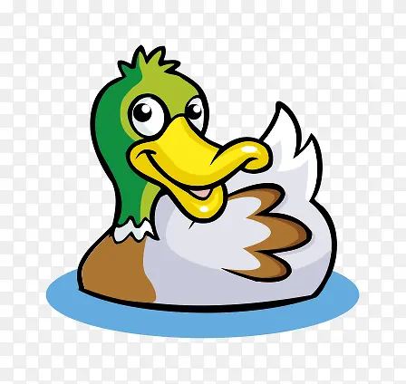 鸭子卡通绿色微笑