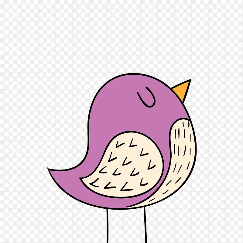 卡通紫色小鸟矢量图