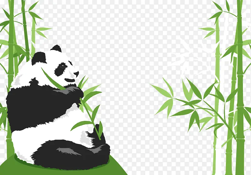 矢量图吃竹子的熊猫
