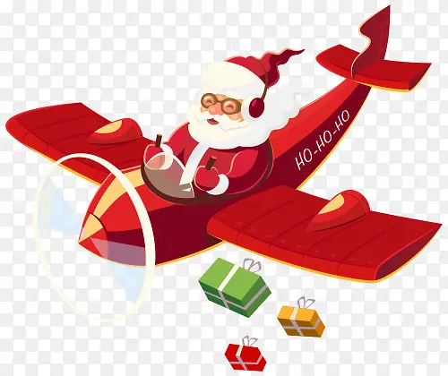 坐在飞机上的圣诞老人
