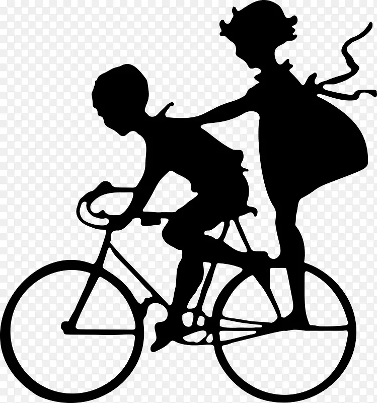 手绘骑自行车的人轮廓图