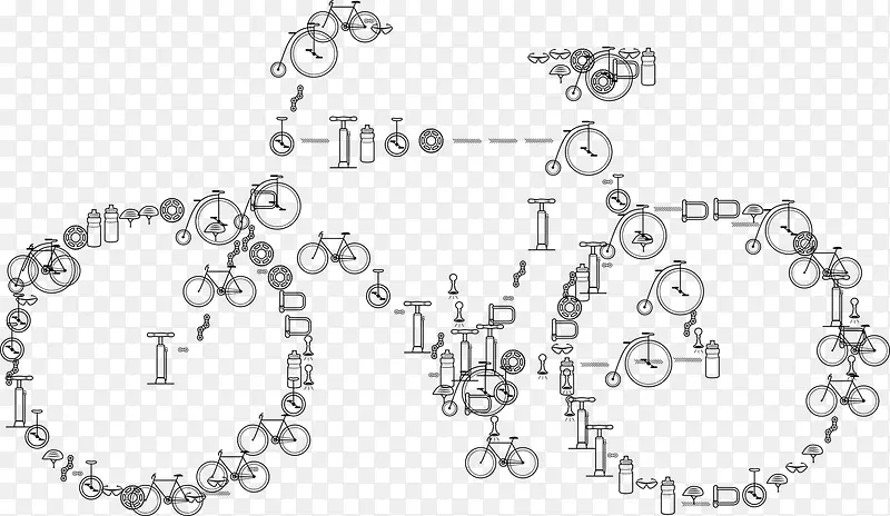 手绘自行车拼图装饰