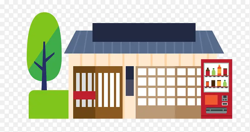 矢量日式建筑房屋素材
