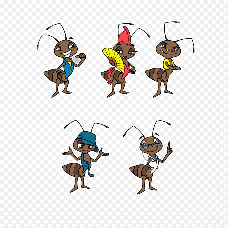 各种姿势的小蚂蚁卡通