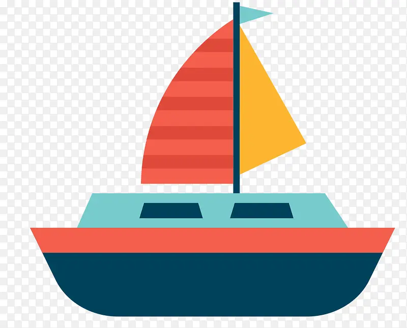 彩色卡通帆船