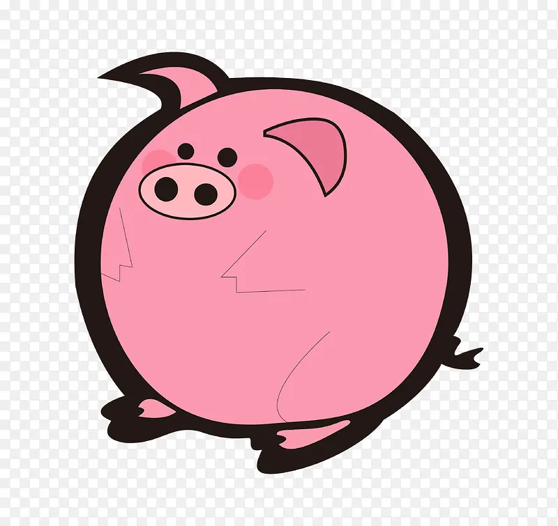 手绘卡通粉色可爱小猪