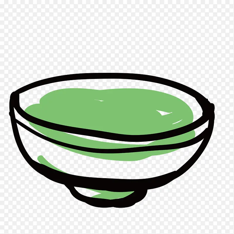 绿色小碗手绘图案