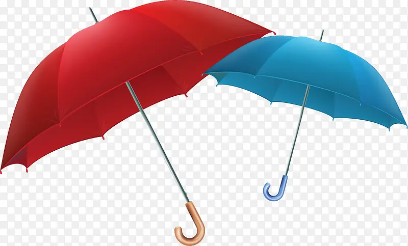 矢量红蓝小雨伞