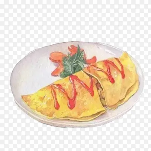 番茄汁蛋包饭手绘画素材图片