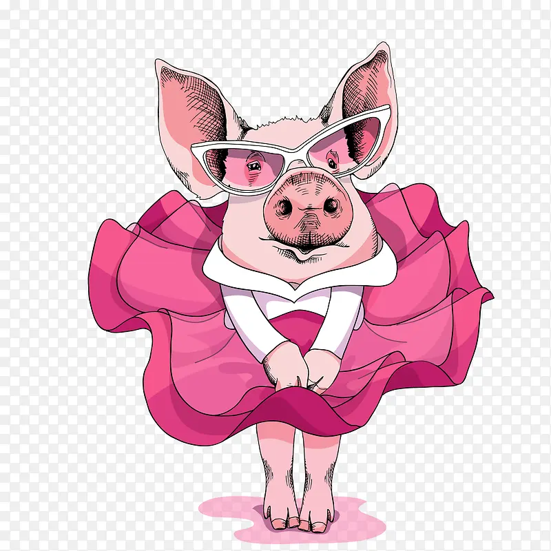 卡通手绘猪年的小猪动物设计