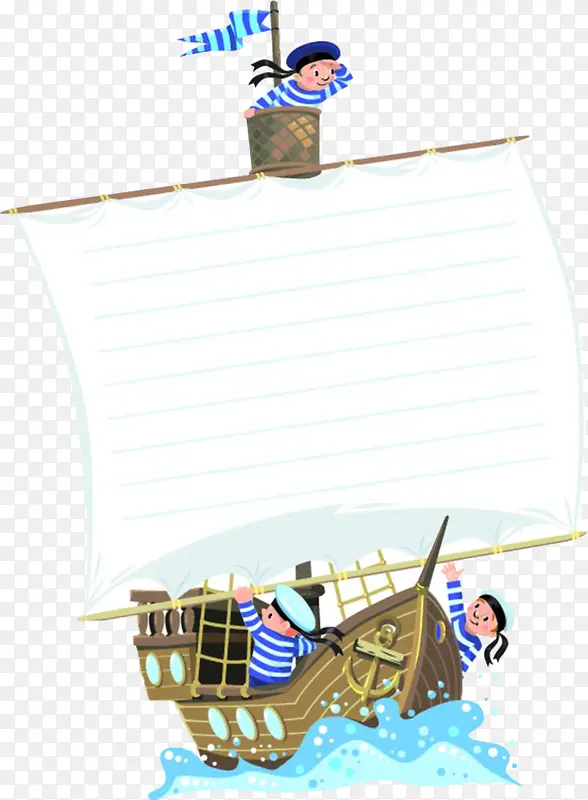 卡通帆船水手信纸