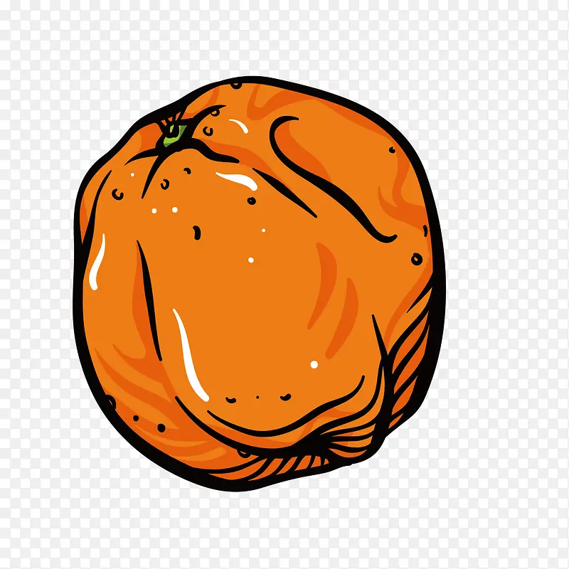 橙色手绘线稿橙子卡通插画