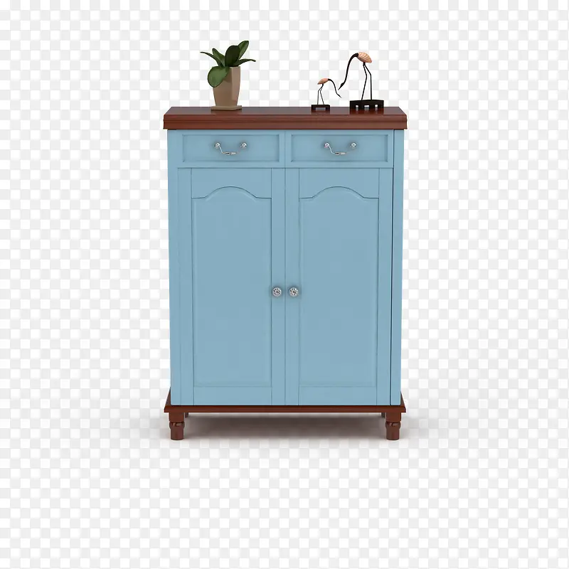 蓝色花纹简单欧式鞋柜