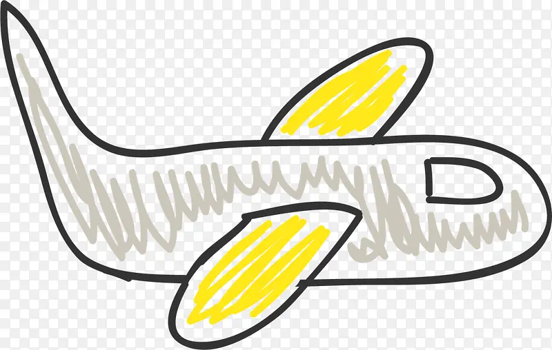 黄色手绘涂鸦飞机