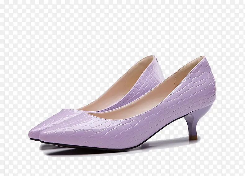 皮纹紫色高跟鞋