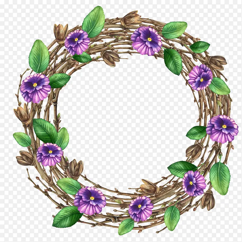 紫色花卉花环
