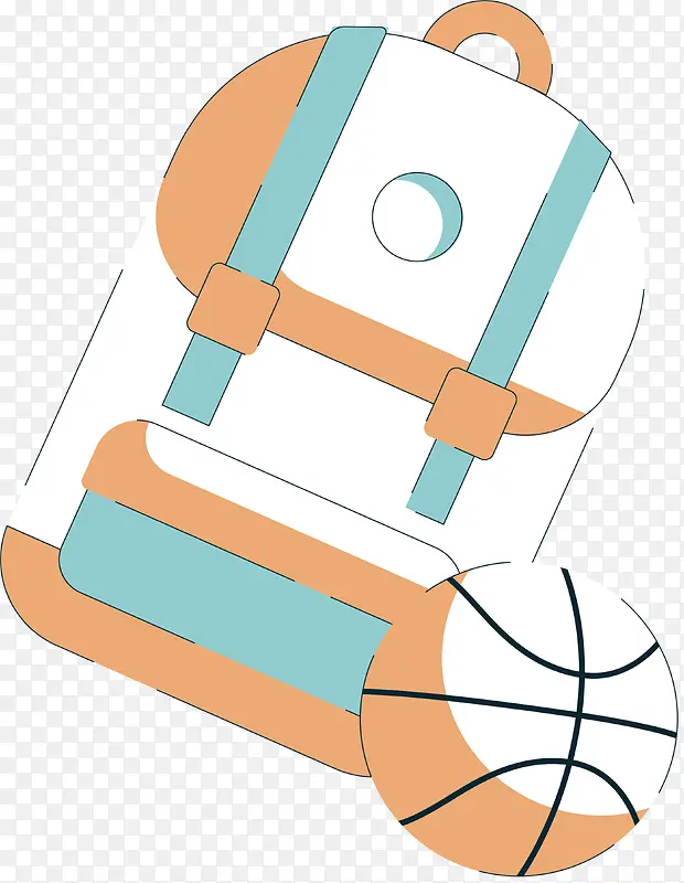 学生学习用品书包篮球设计素材