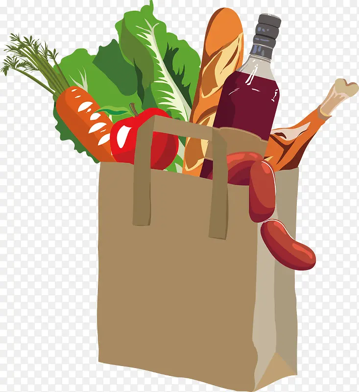 装满购物袋的蔬菜