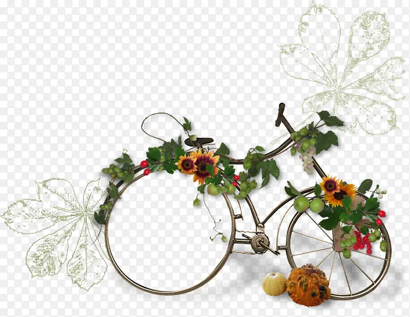 卡通手绘花朵自行车