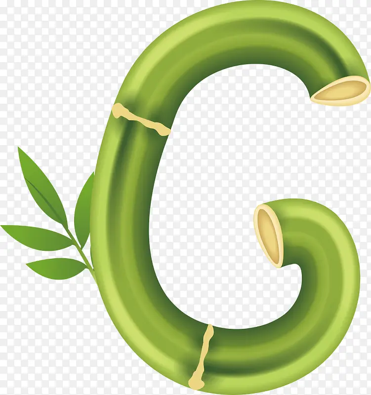 大写字母A清新绿色竹子艺术字母