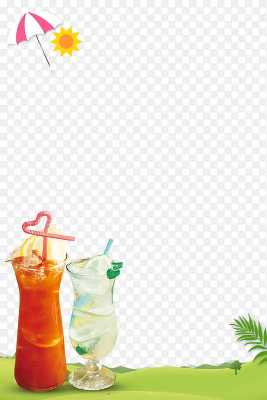 清新夏日特饮品海报创意边框设计