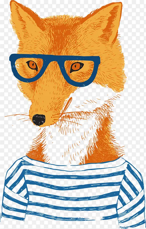 戴眼镜的狐狸矢量图