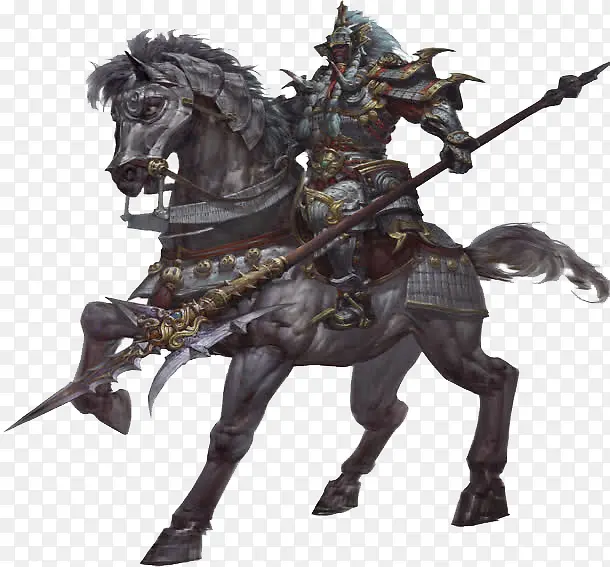 游戏风格骑马的战士