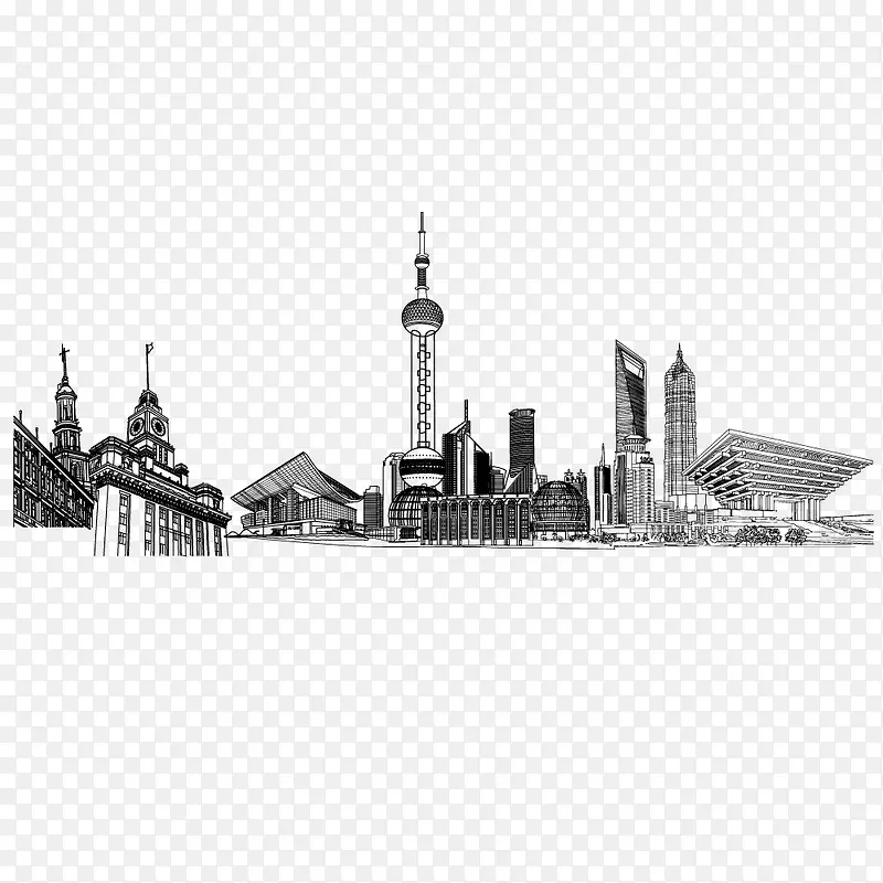 上海市矢量线图场景