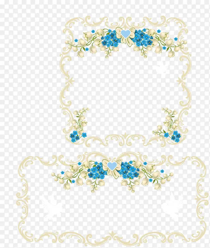 蓝色婚礼花卉矢量图