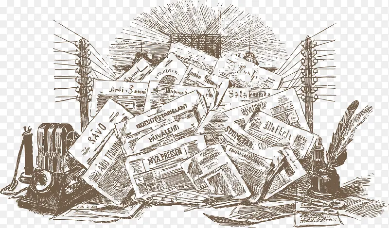 堆砌的旧报纸