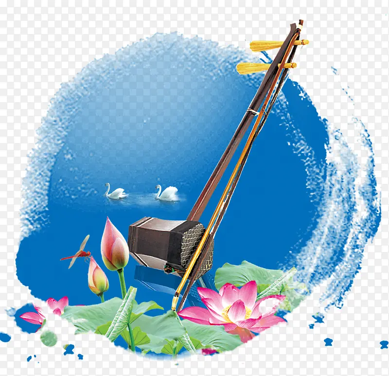 二胡中国风格古风水墨