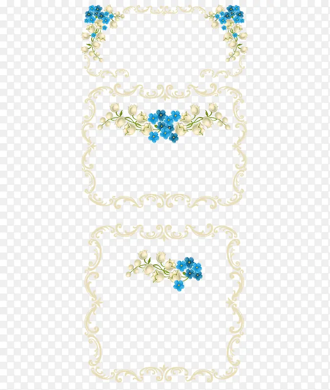 蓝色花卉婚礼边框素材矢量图