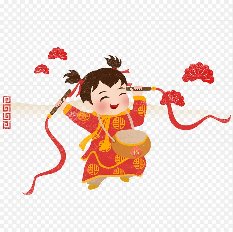 免抠卡通手绘中国风欢庆新年