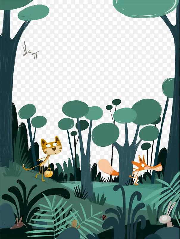 树林里的狐狸和猫