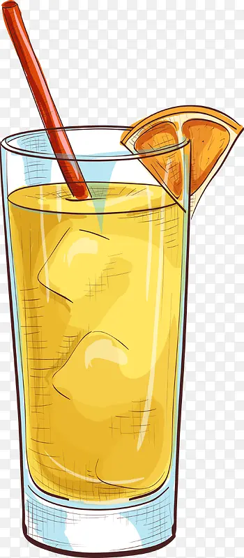 卡通冰块橙汁简图