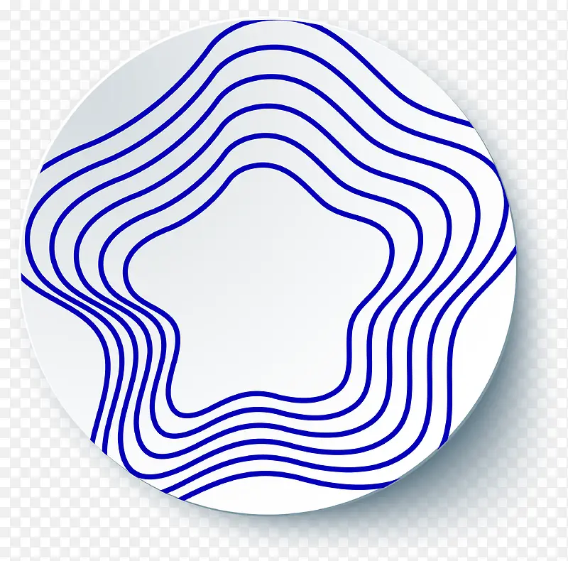 蓝色五角星线条盘子装饰