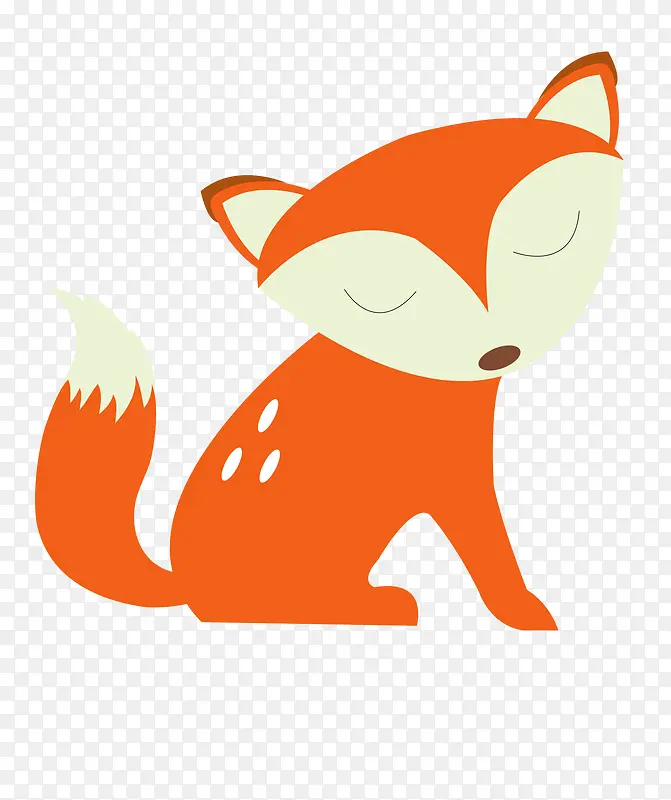 可爱的橘色卡通小狐狸