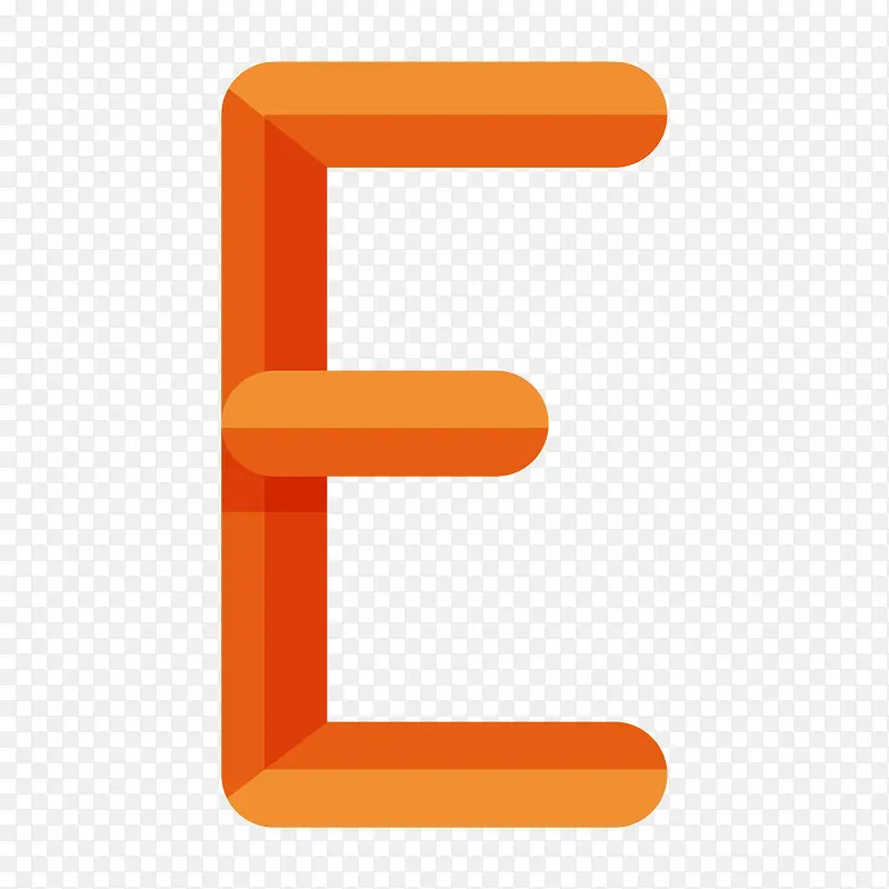 卡通橘色立体字母E