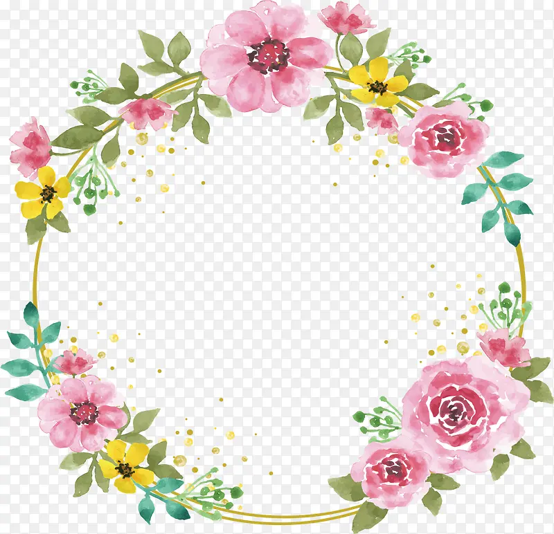 手绘风浪漫婚礼花环