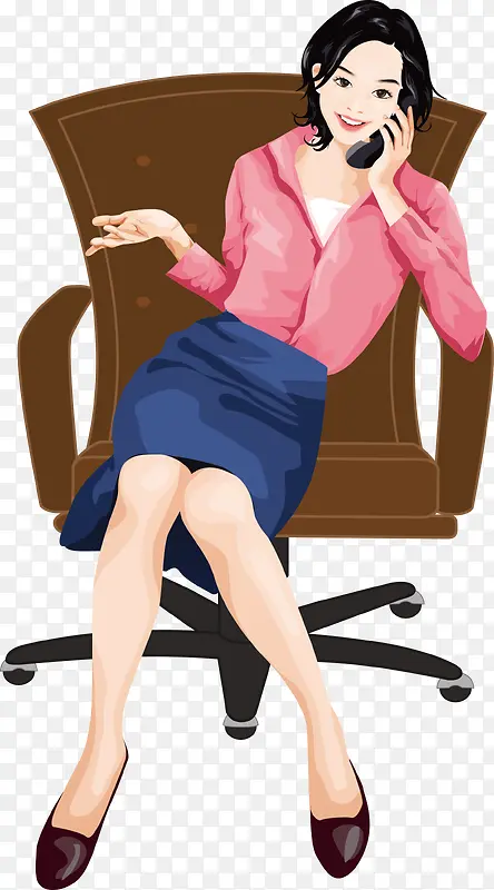 坐在椅子上打电话的女人