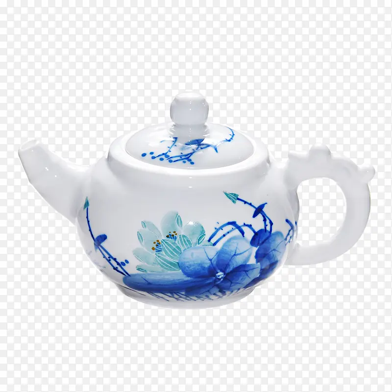 中国风水彩画白色瓷壶