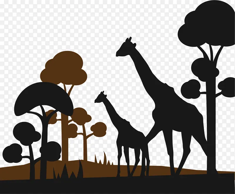 树林里的长颈鹿简笔画