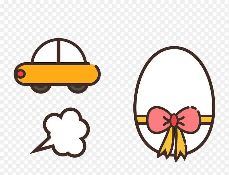 卡通版的小汽车和鸡蛋