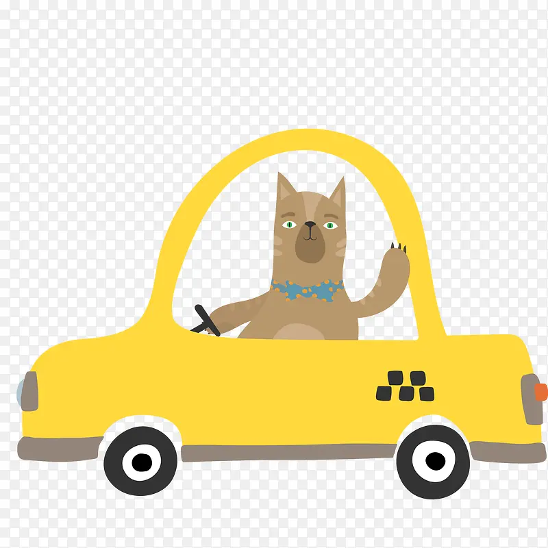 开车的猫咪矢量图