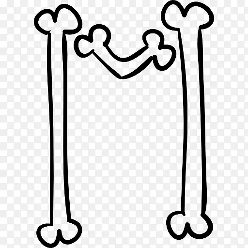 字母M骨骼轮廓图标